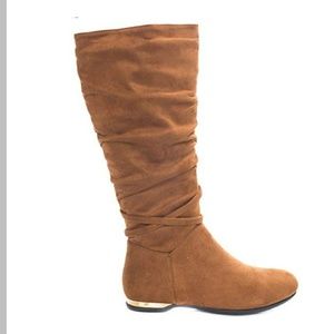 New Tan Women's Mid Calf Boot Heel Flat